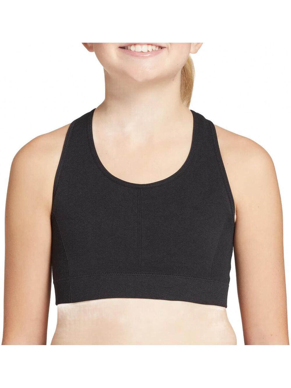 (C66) DSG Girls' Seamless Core Sports Bra Small Pure Black Athletic Training
